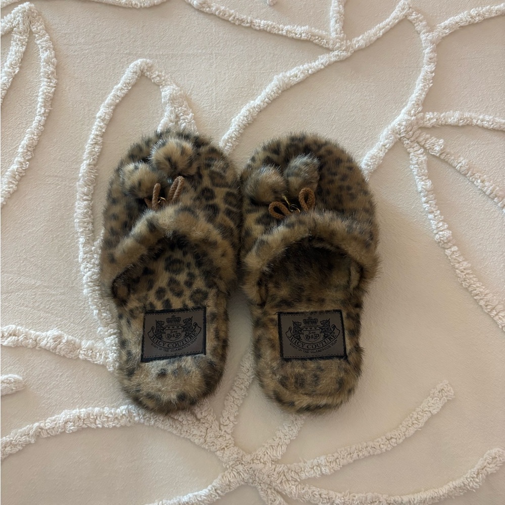 Juicy Couture Cheetah Print Fuzzy Slippers